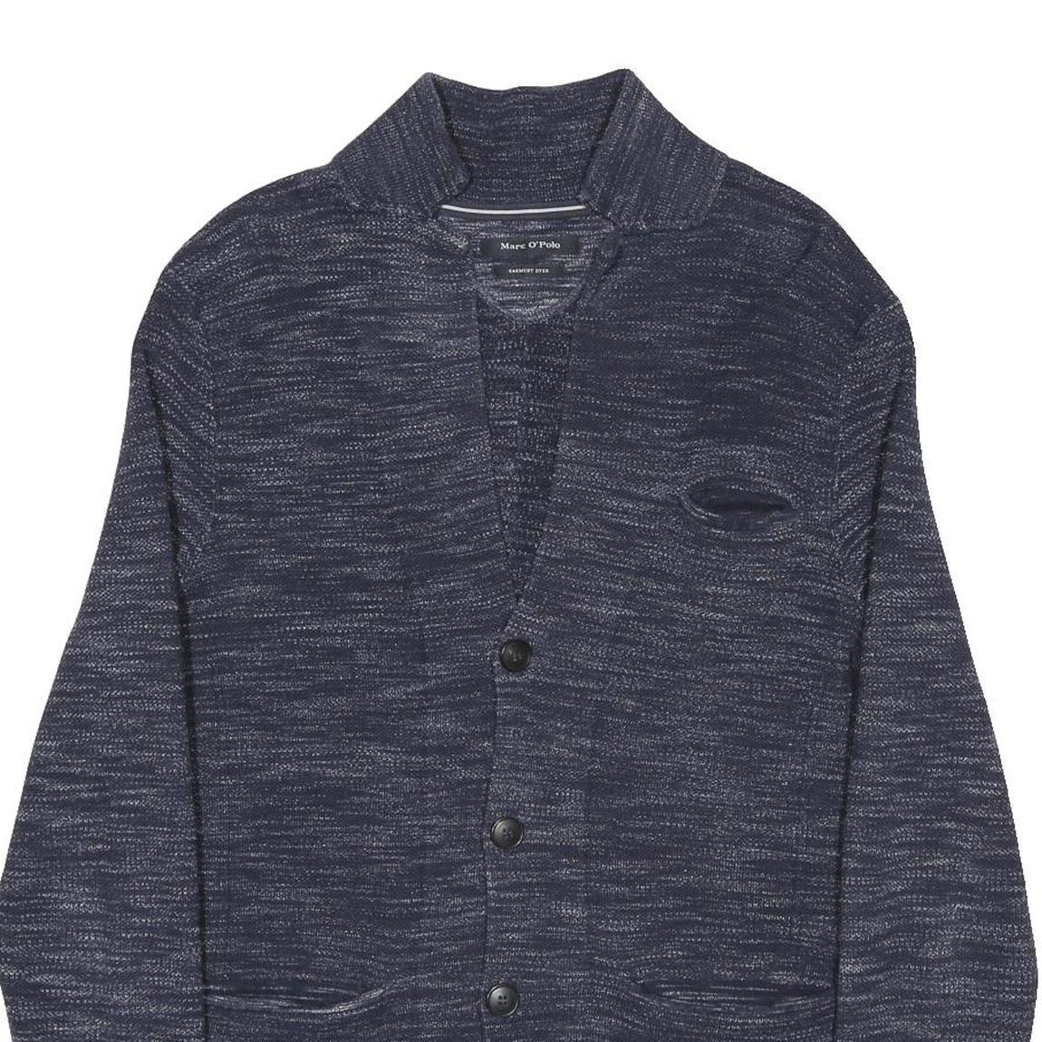 MARC O'POLO Mens Blue Patterned Cardigan Button Up Crew Neck Chunky Knit M