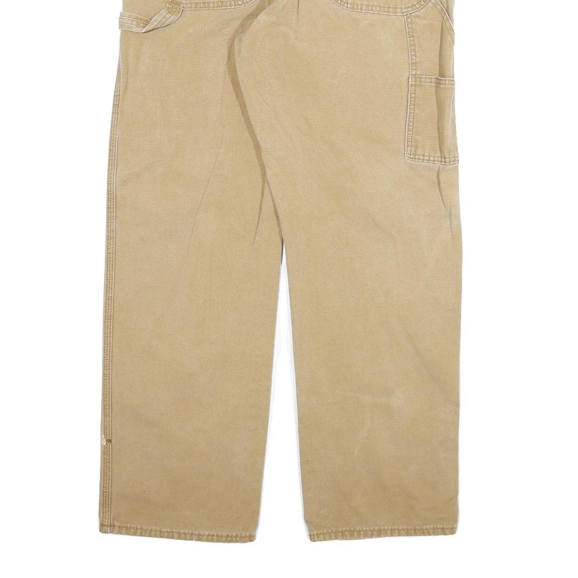 DICKIES Mens Jeans Beige Regular Straight Denim W36 L32 Workwear Cotton Blend