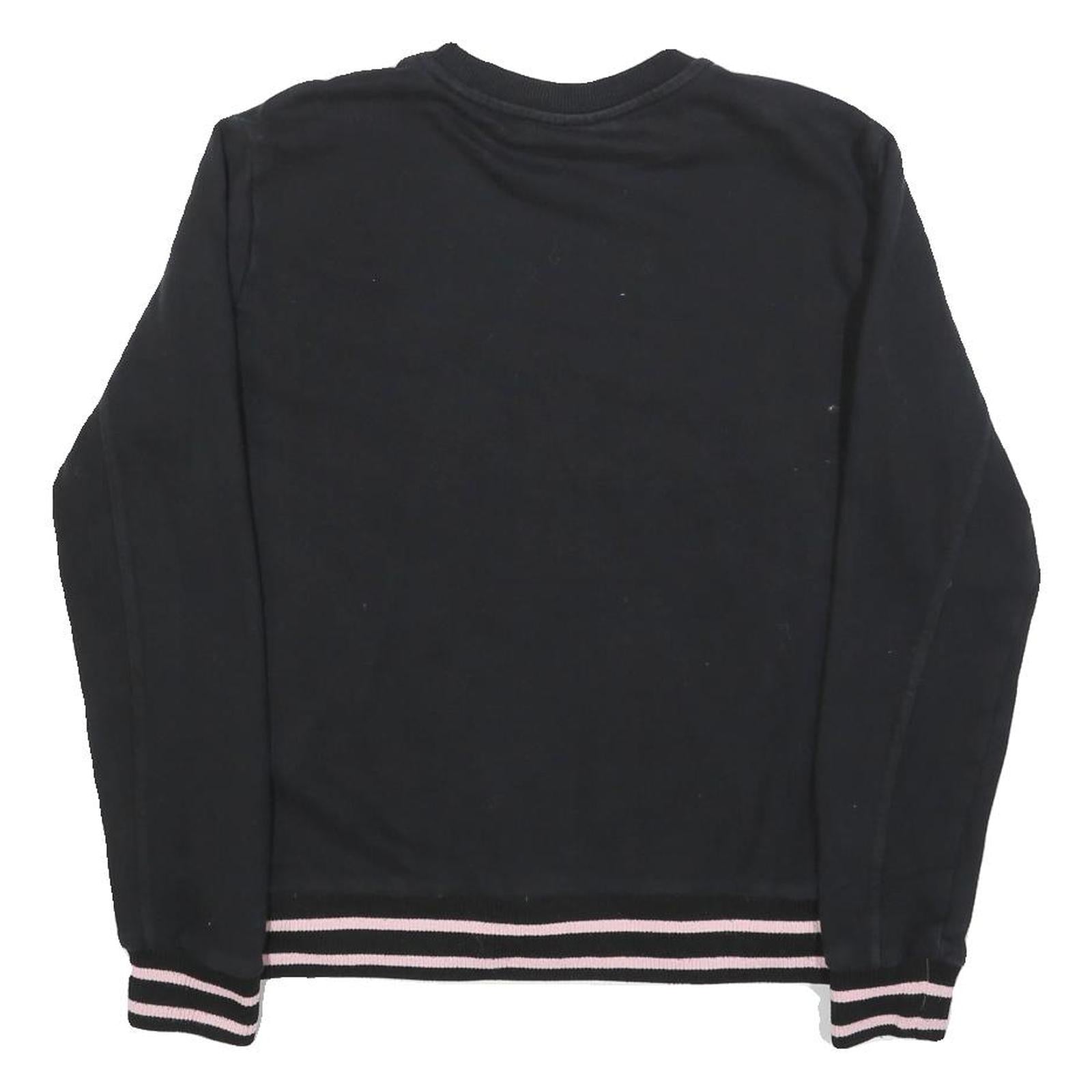 FILA Womens Black Sweatshirt S Crew Neck Cotton Blend Pullover Colourful Logo