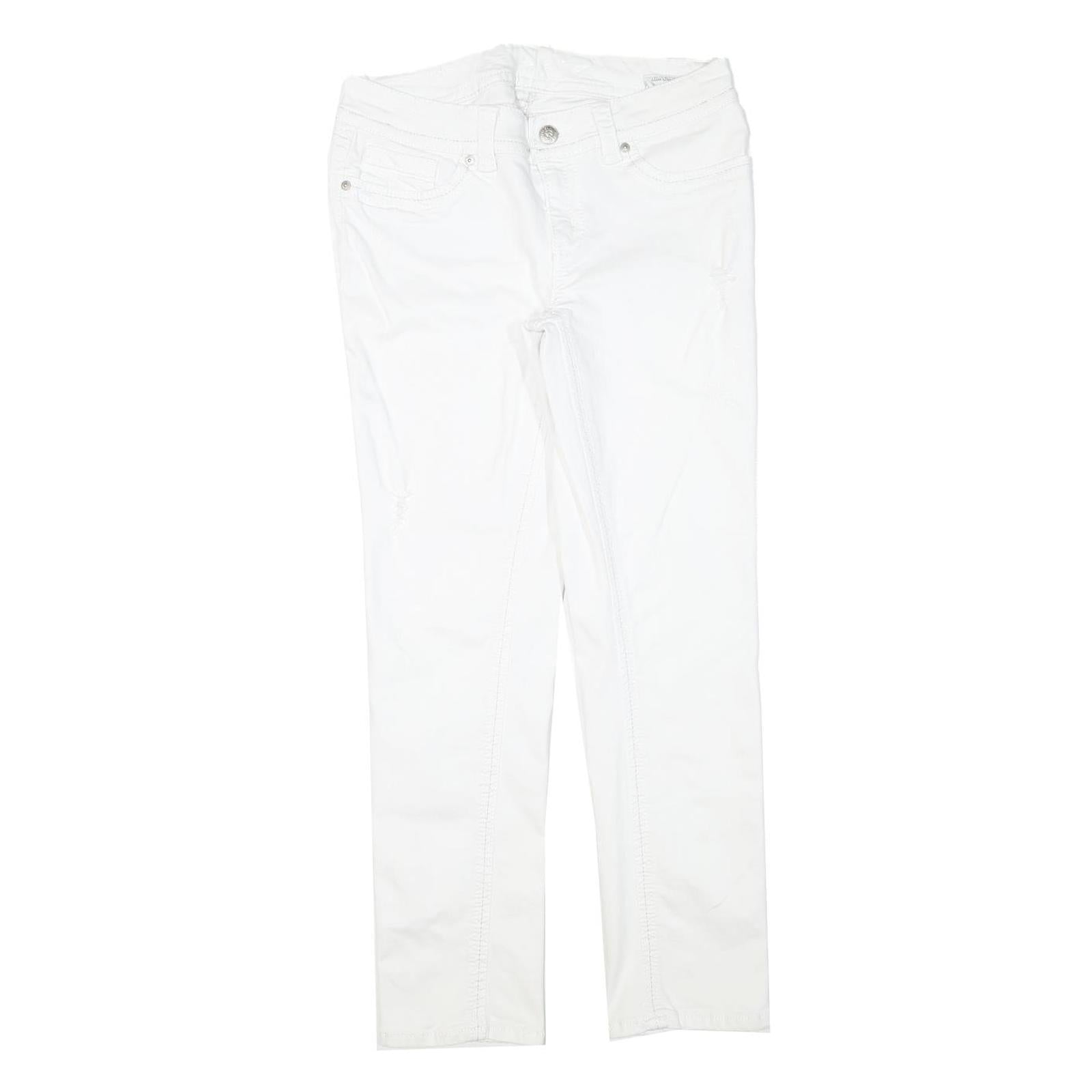 SEVEN7 Womens White Slim Slim Straight Denim Light W32 L30 Cotton Blend Zip