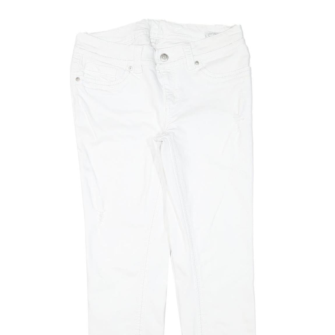 SEVEN7 Womens White Slim Slim Straight Denim Light W32 L30 Cotton Blend Zip