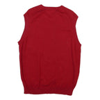 CHAPS Mens Red Patterned Jumper V-Neck Basic Knit L Sleeveless Cotton Blend