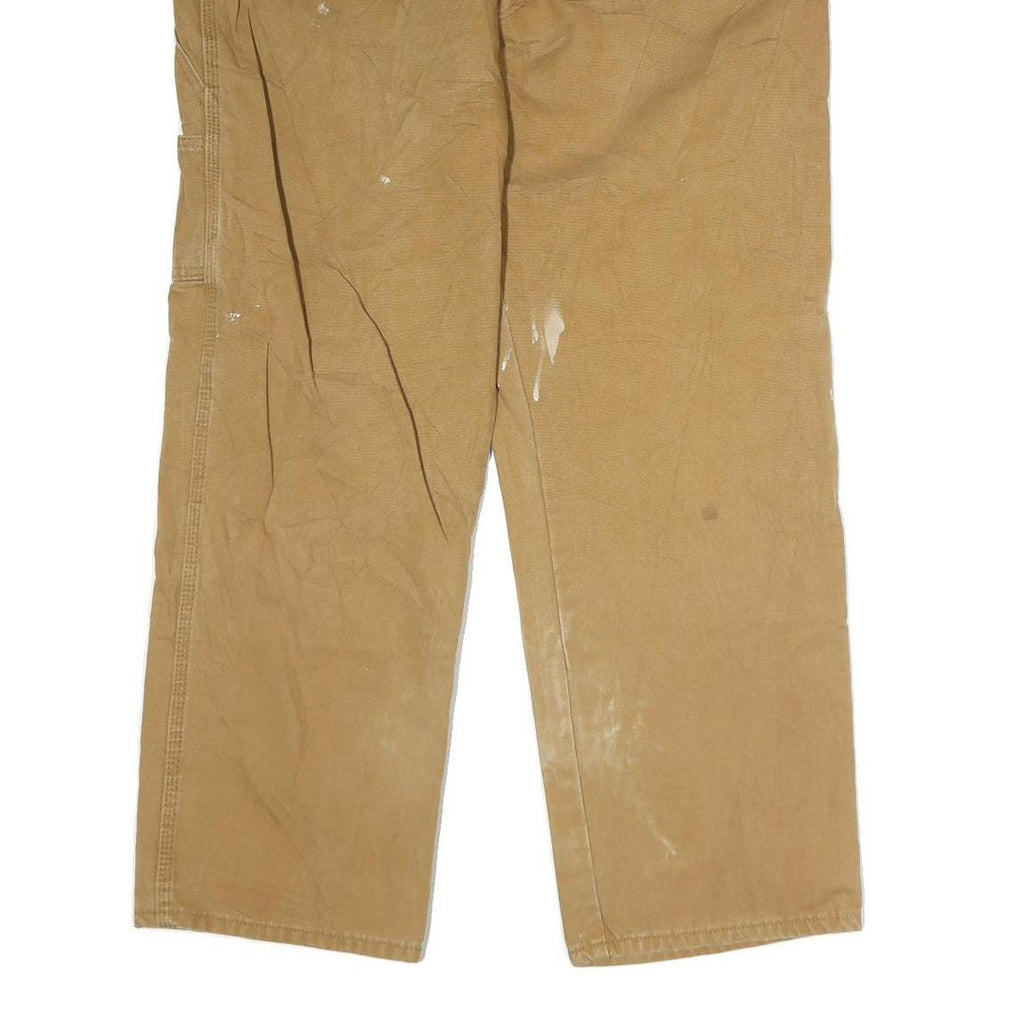 DICKIES Mens Regular Fit Cotton Blend Beige Carpenter Trousers W40 L29 Workwear