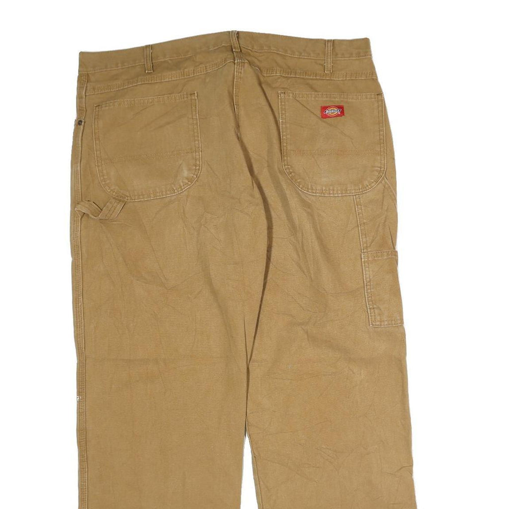 DICKIES Mens Regular Fit Cotton Blend Beige Carpenter Trousers W40 L29 Workwear