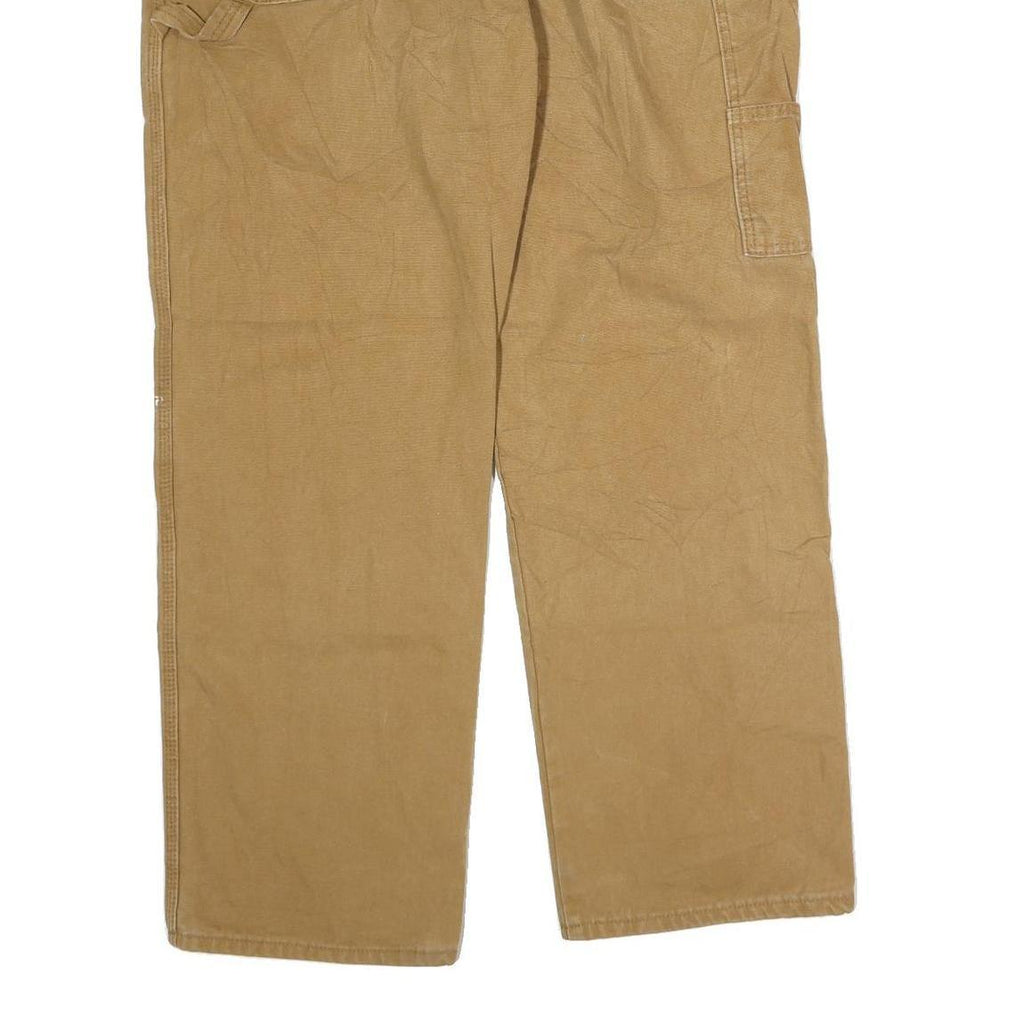 DICKIES Mens Regular Fit Cotton Blend Beige Carpenter Trousers W40 L29 Workwear