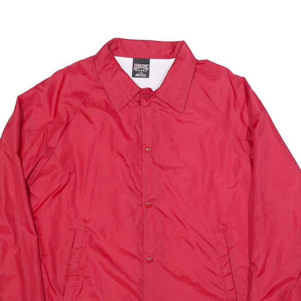 ATHLETIC WORKS Mens Red Nylon Button Jacket L Casual Lightweight Outdoor