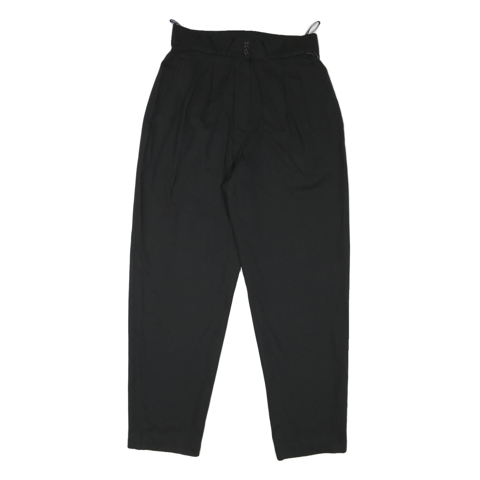 YESICA Womens Black Cotton Blend Relaxed Tapered Trousers W30 L30 Classic Style