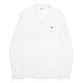 LACOSTE Mens White Long Sleeve Plain L Cotton Polo Shirt Classic Style