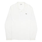 LACOSTE Mens White Long Sleeve Plain L Cotton Polo Shirt Classic Style