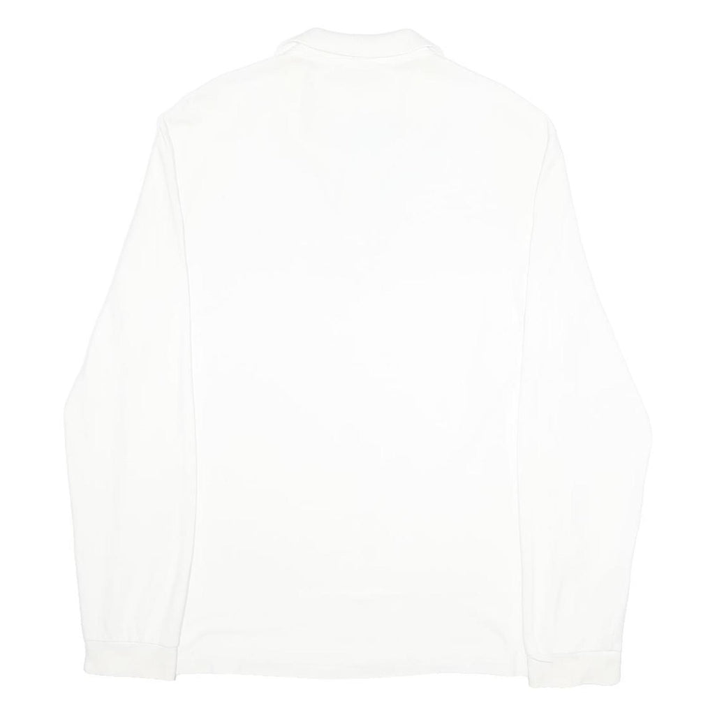 LACOSTE Mens White Long Sleeve Plain L Cotton Polo Shirt Classic Style