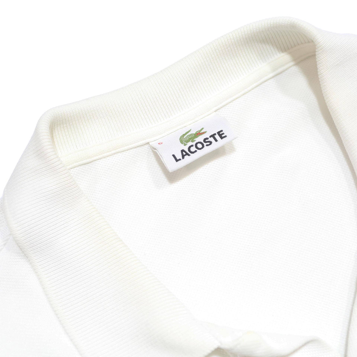 LACOSTE Mens White Long Sleeve Plain L Cotton Polo Shirt Classic Style