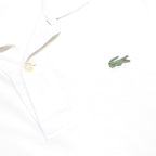 LACOSTE Mens White Long Sleeve Plain L Cotton Polo Shirt Classic Style