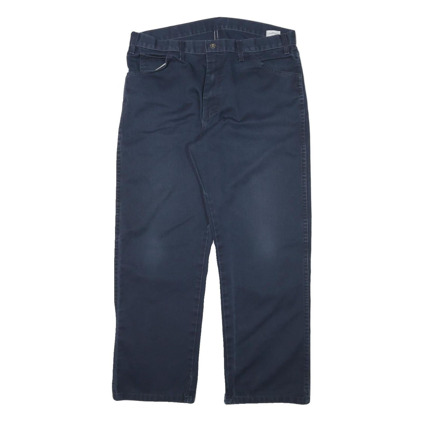 DICKIES Mens Cotton Blend Navy Relaxed Straight Trousers W34 L28 Workwear Zip