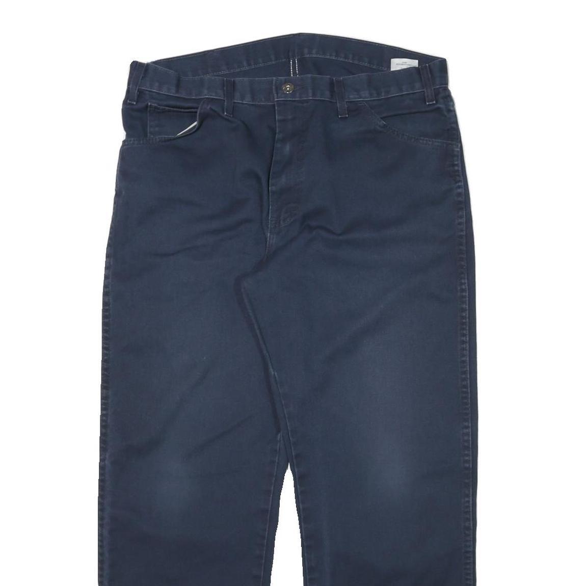 DICKIES Mens Cotton Blend Navy Relaxed Straight Trousers W34 L28 Workwear Zip