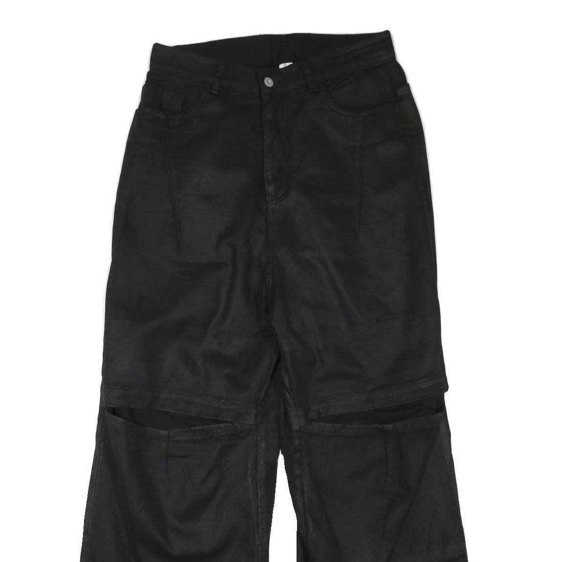 Womens Black Regular Fit Wide-Leg Denim Jeans W30 L30 Casual Zip Closure