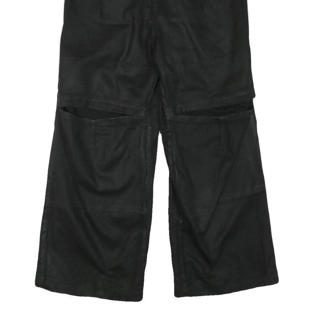 Womens Black Regular Fit Wide-Leg Denim Jeans W30 L30 Casual Zip Closure