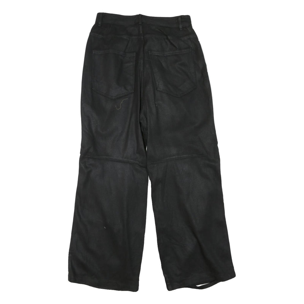 Womens Black Regular Fit Wide-Leg Denim Jeans W30 L30 Casual Zip Closure