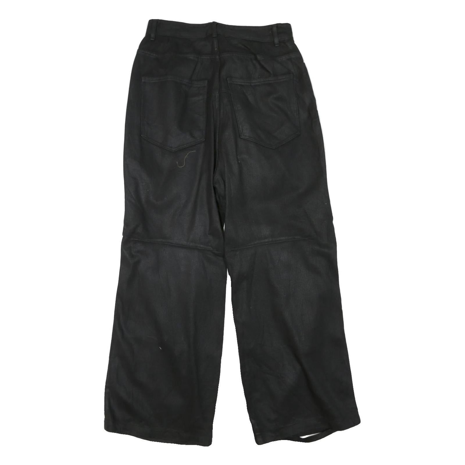 Womens Black Regular Fit Wide-Leg Denim Jeans W30 L30 Casual Zip Closure