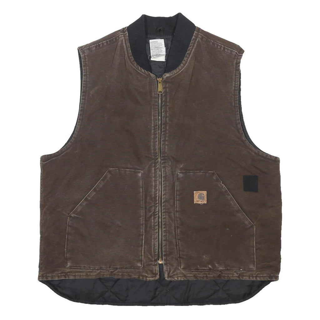 CARHARTT Mens Brown & Black Workwear Zip Jacket L Cotton Blend Durable