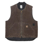 CARHARTT Mens Brown & Black Workwear Zip Jacket L Cotton Blend Durable