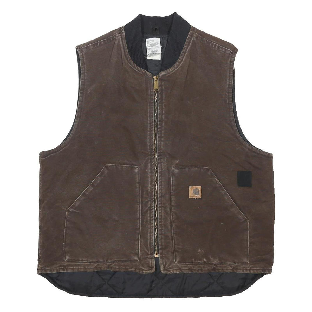 CARHARTT Mens Brown & Black Workwear Zip Jacket L Cotton Blend Durable