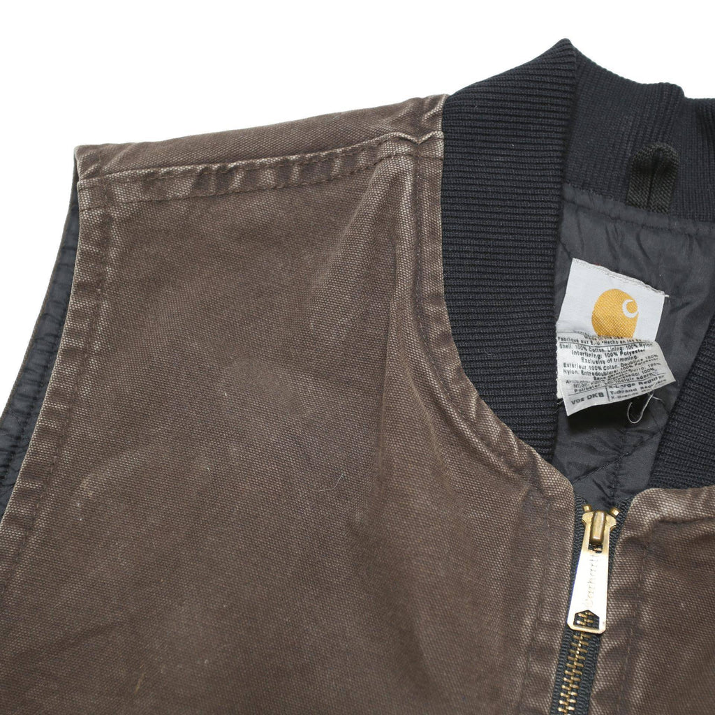 CARHARTT Mens Brown & Black Workwear Zip Jacket L Cotton Blend Durable