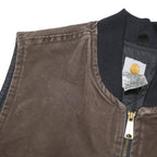 CARHARTT Mens Brown & Black Workwear Zip Jacket L Cotton Blend Durable