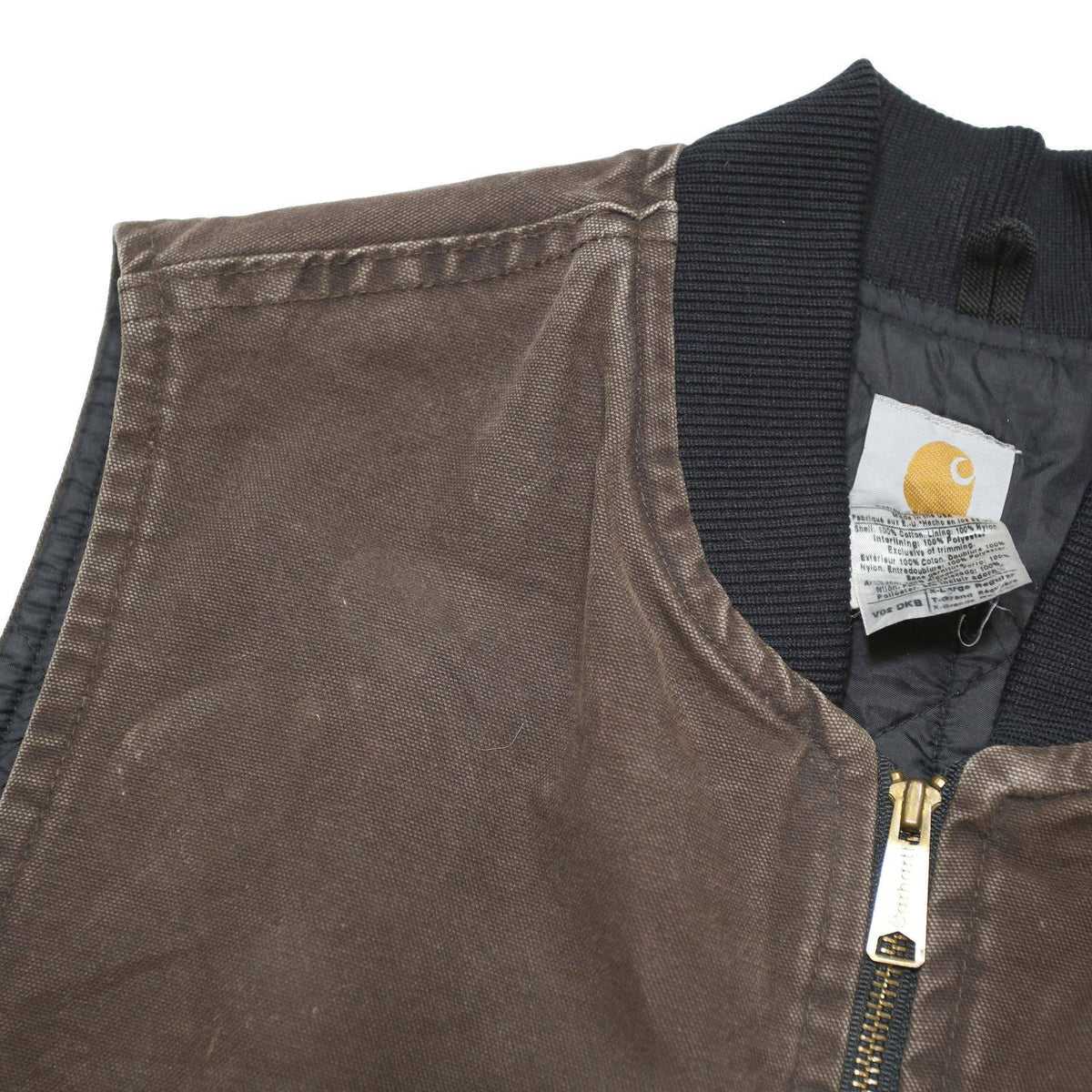 CARHARTT Mens Brown & Black Workwear Zip Jacket L Cotton Blend Durable
