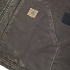 CARHARTT Mens Brown & Black Workwear Zip Jacket L Cotton Blend Durable