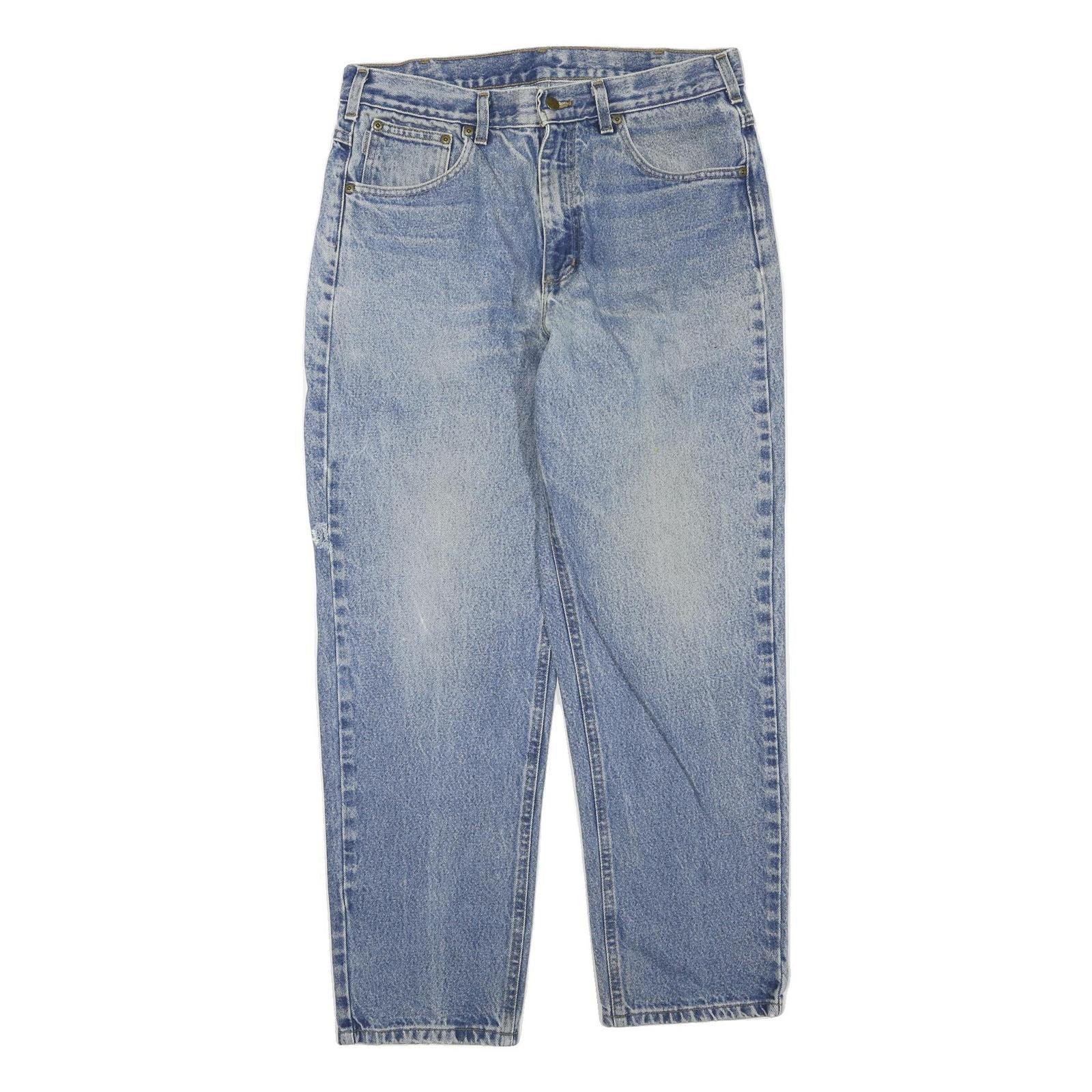 CARHARTT Womens Jeans Blue Regular Straight Denim Light W34 L29 Zip Casual