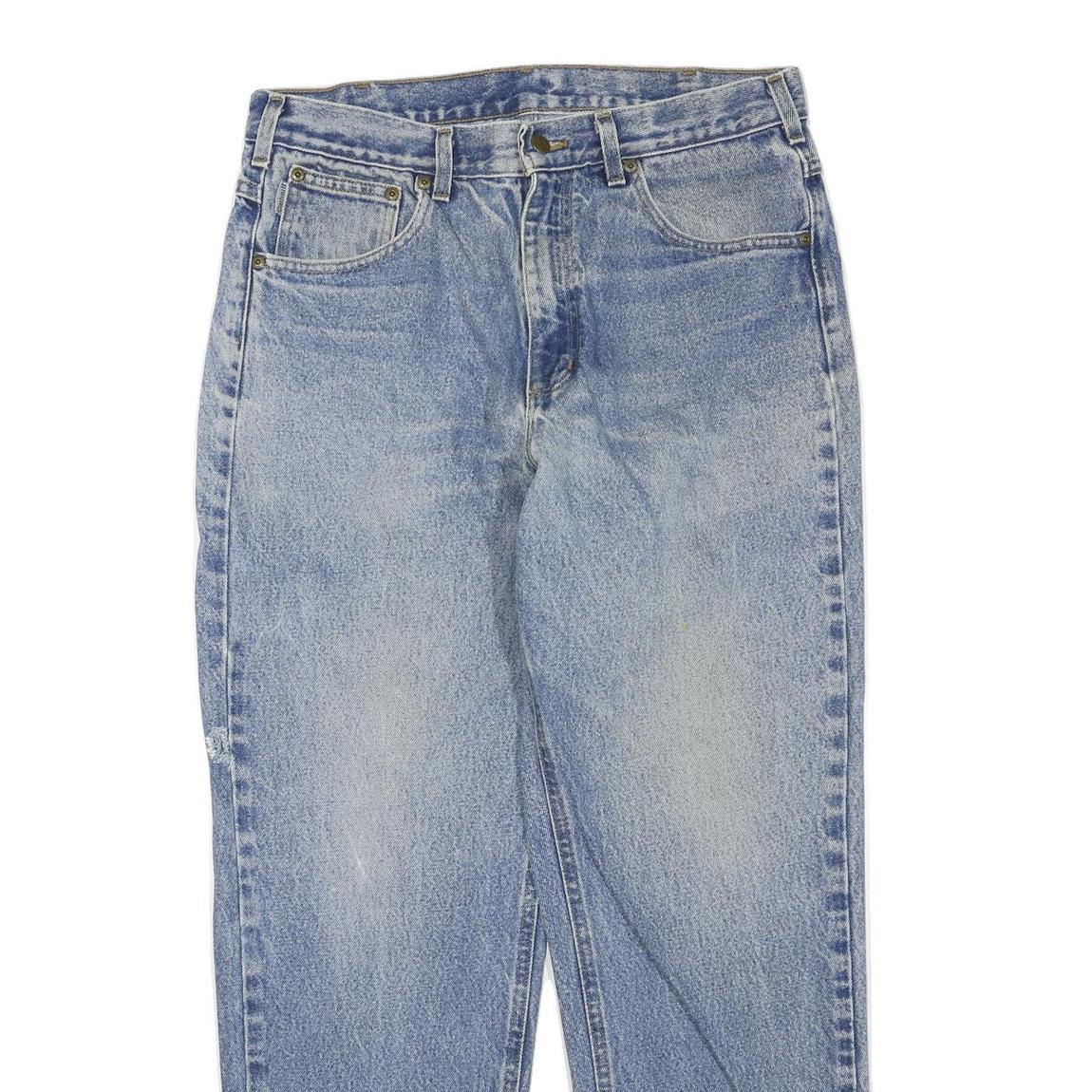 CARHARTT Womens Jeans Blue Regular Straight Denim Light W34 L29 Zip Casual