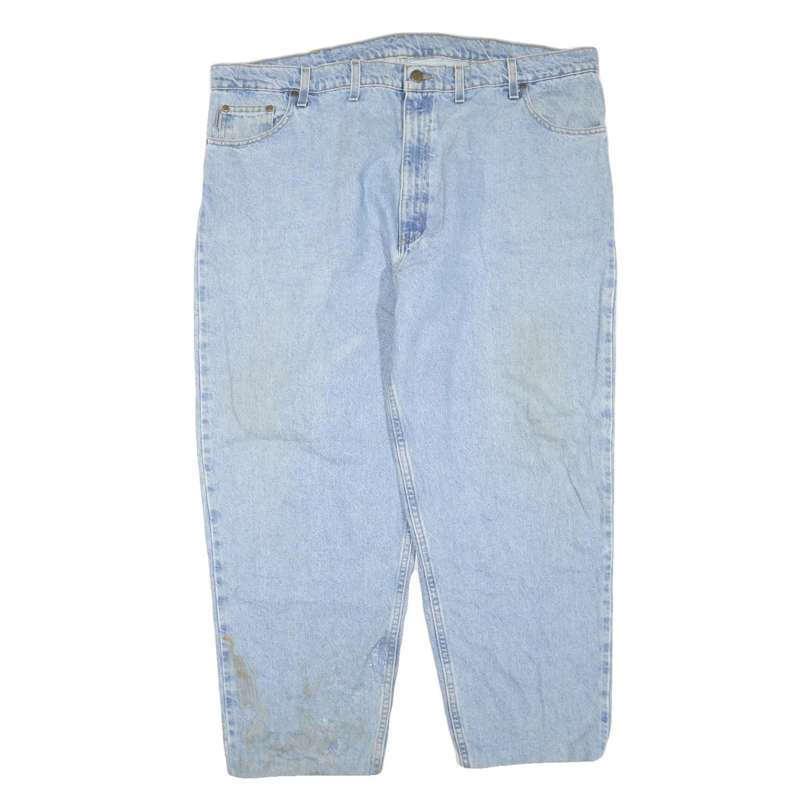 CARHARTT Mens Regular Fit Blue Denim Jeans W44 L28 Cotton Blend Zip