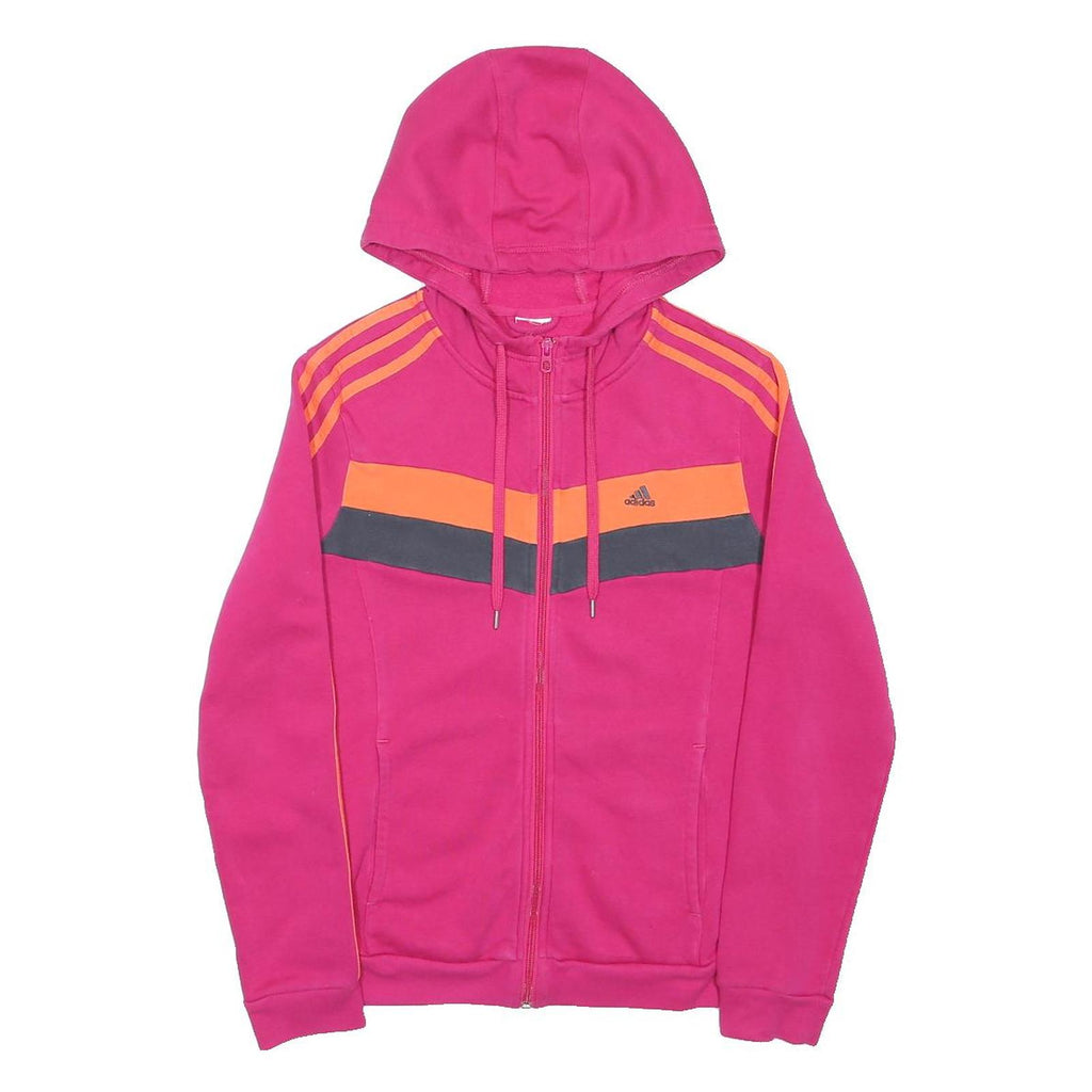 ADIDAS Womens Pink & Orange Zip Up Hoodie XS Sports Casual Sweatshirt