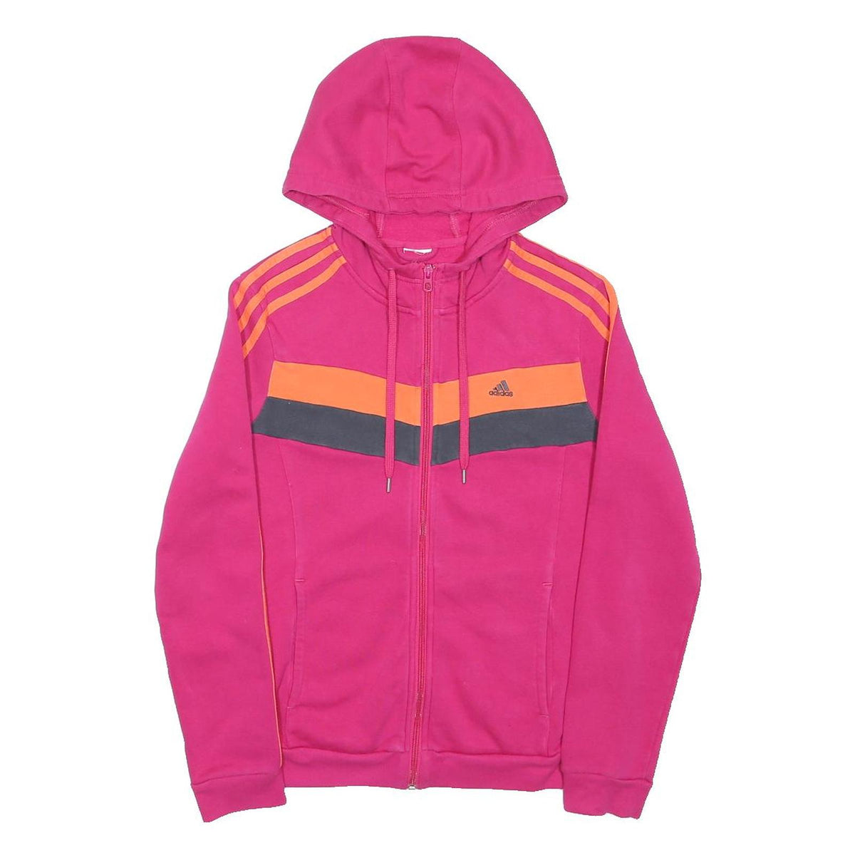 ADIDAS Womens Pink & Orange Zip Up Hoodie XS Sports Casual Sweatshirt