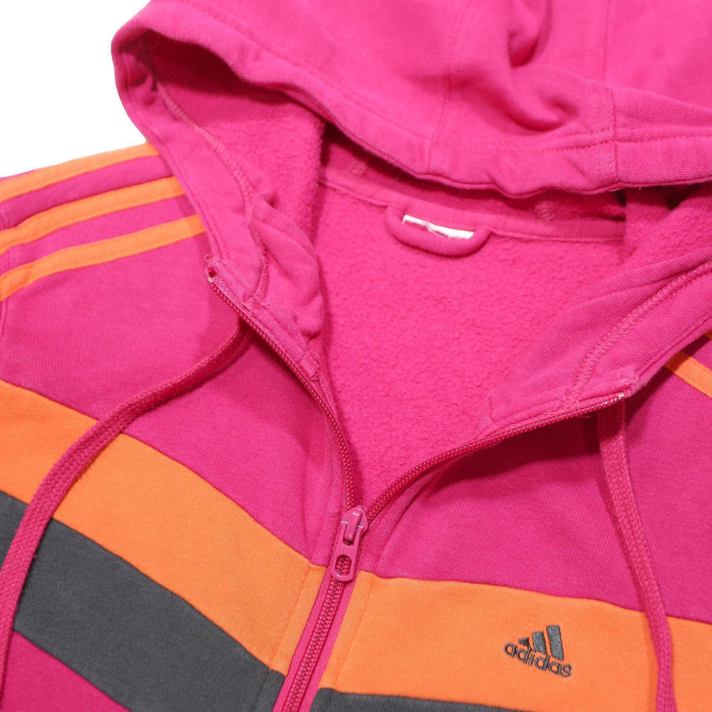 ADIDAS Womens Pink & Orange Zip Up Hoodie XS Sports Casual Sweatshirt