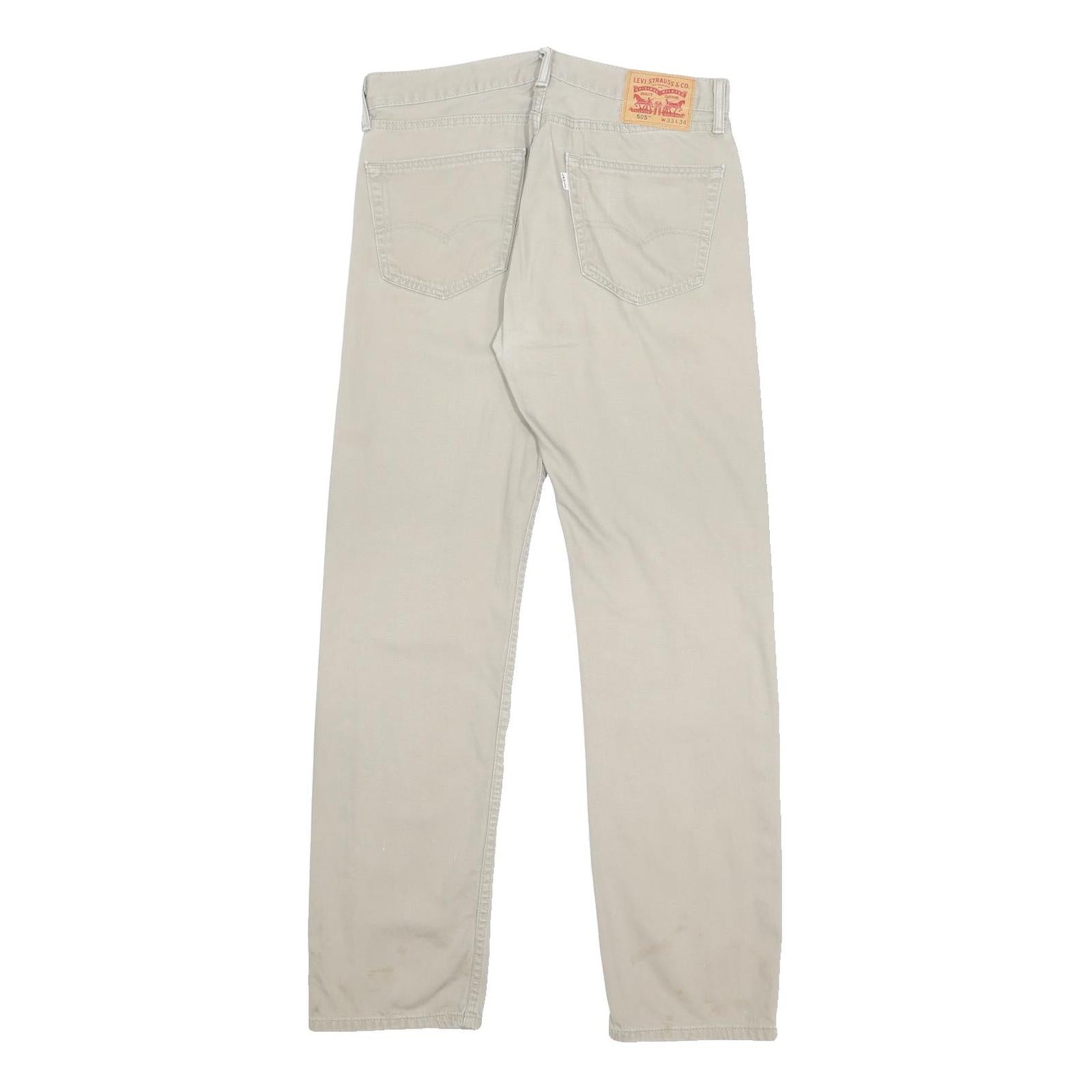 LEVI'S 505 Mens Jeans Beige Regular Straight Denim Medium W33 L34 Classic Fit