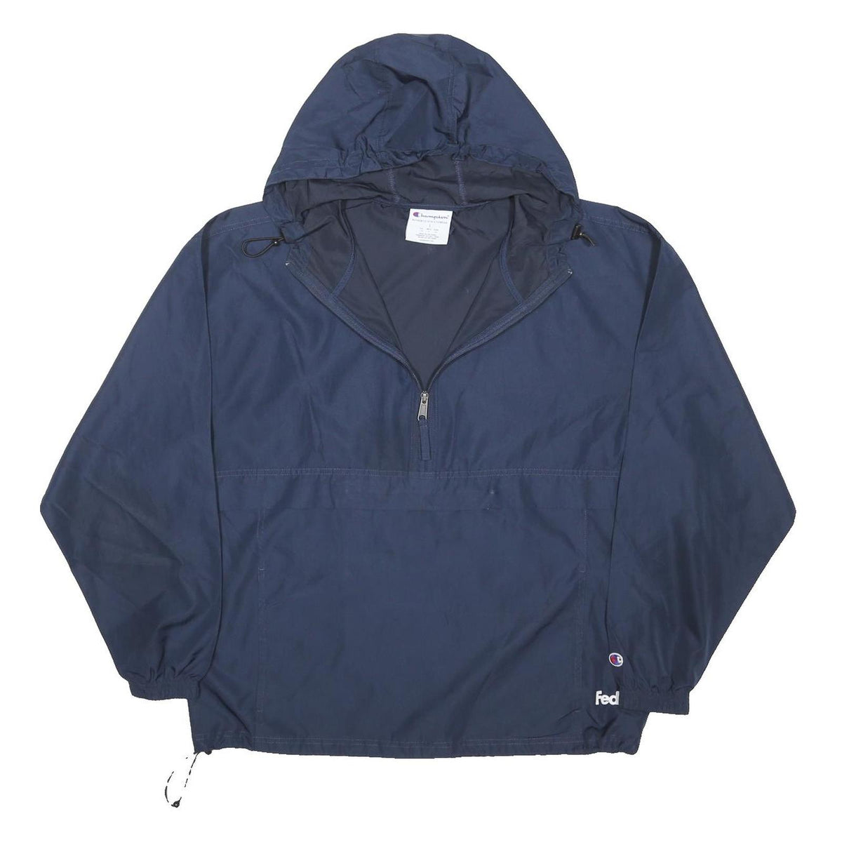 CHAMPION Mens Navy Blue Outdoor Half Zip Jacket M Polyester Blend Hooded