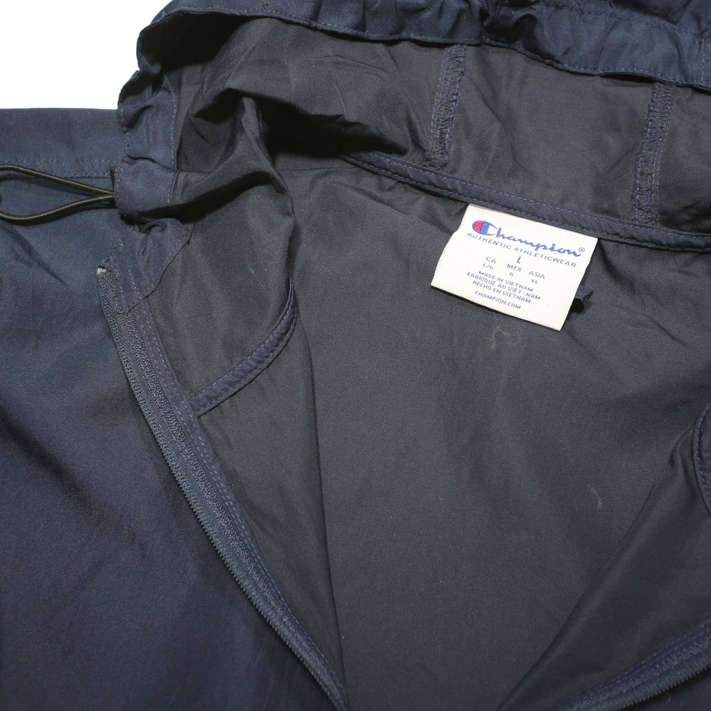 CHAMPION Mens Navy Blue Outdoor Half Zip Jacket M Polyester Blend Hooded