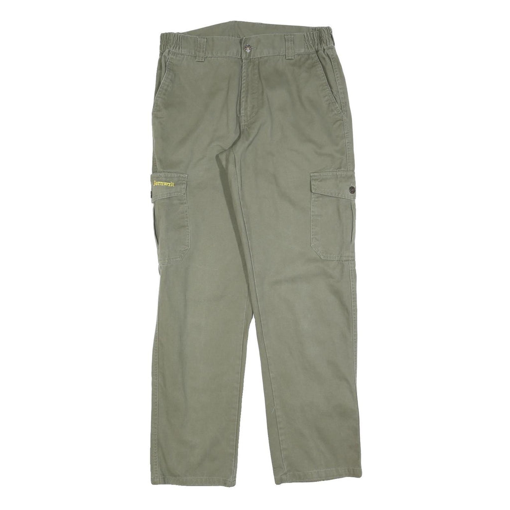 BERNWALT Womens Cotton Blend Green Regular Cargo Trousers W30 L32 Casual