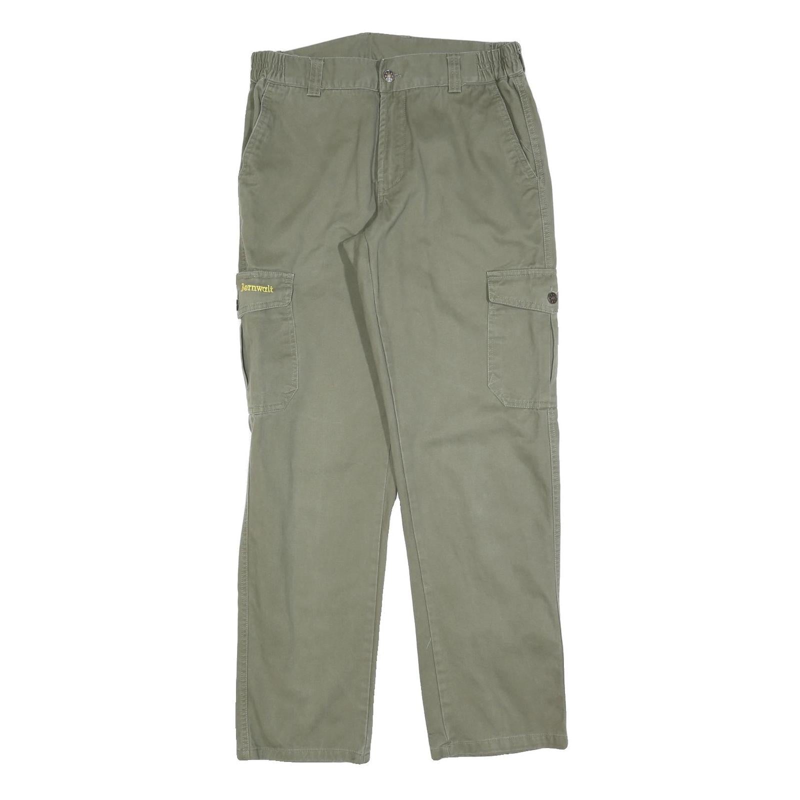 BERNWALT Womens Cotton Blend Green Regular Cargo Trousers W30 L32 Casual