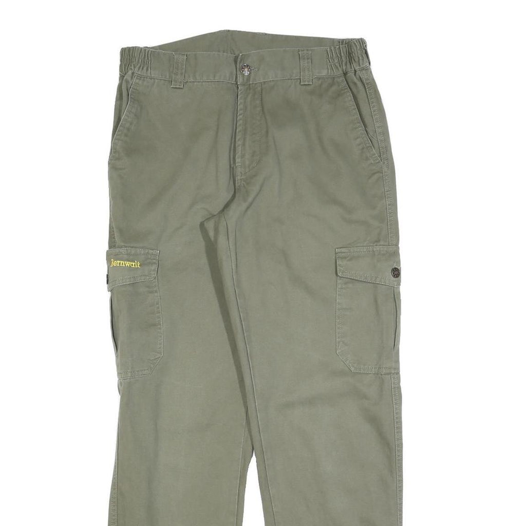 BERNWALT Womens Cotton Blend Green Regular Cargo Trousers W30 L32 Casual