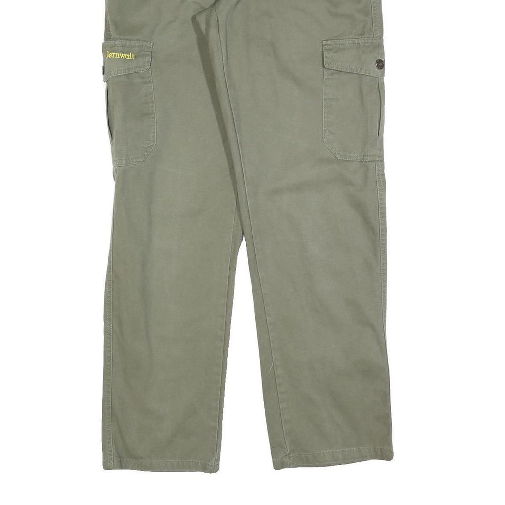 BERNWALT Womens Cotton Blend Green Regular Cargo Trousers W30 L32 Casual