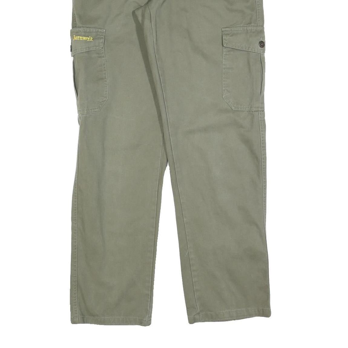 BERNWALT Womens Cotton Blend Green Regular Cargo Trousers W30 L32 Casual