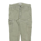 PULL & BEAR Womens Cotton Blend Slim Cargo Trousers Green W32 L27