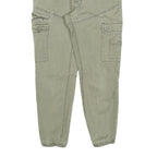 PULL & BEAR Womens Cotton Blend Slim Cargo Trousers Green W32 L27