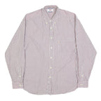 LEVI'S Mens Red & White Striped Shirt M Cotton Blend Button Front Classic Fit