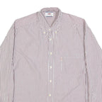 LEVI'S Mens Red & White Striped Shirt M Cotton Blend Button Front Classic Fit