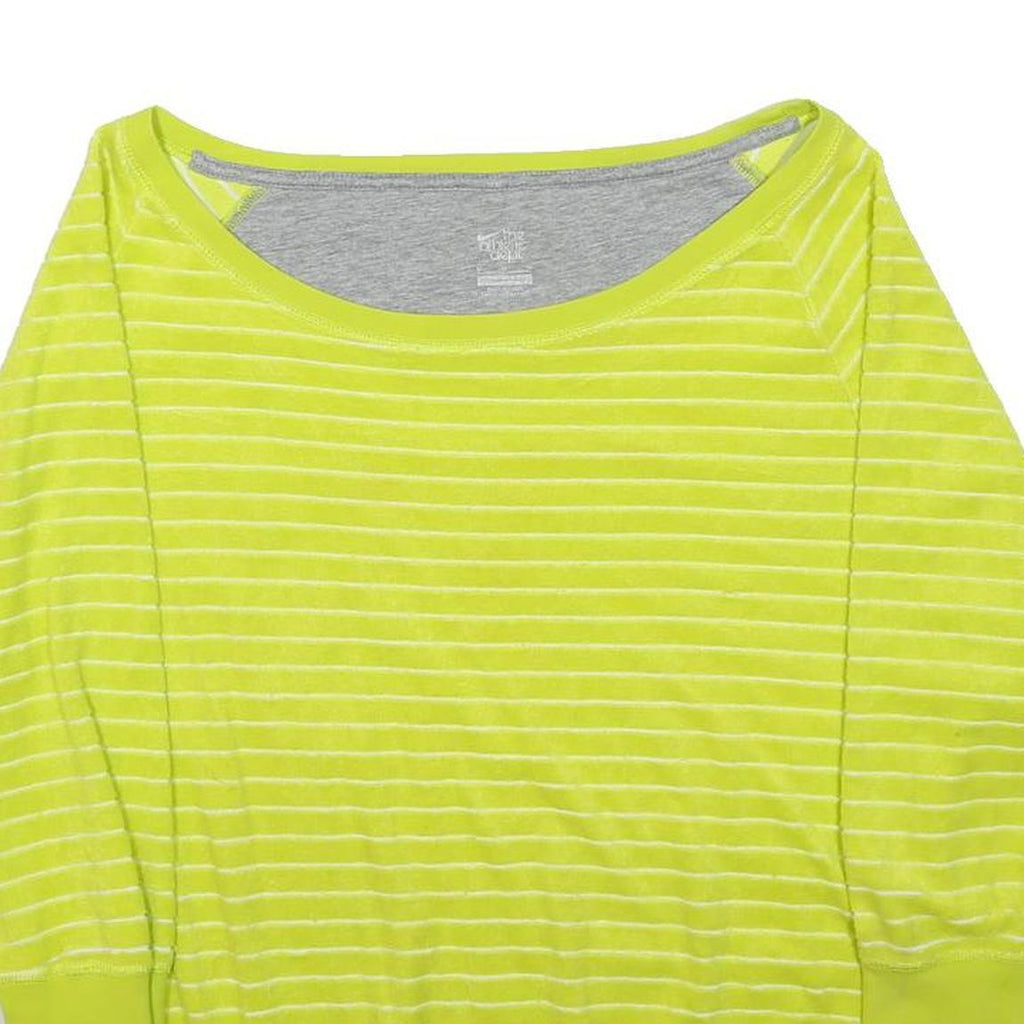 NIKE Womens Yellow & White Striped Plain Jumper Round Neck Basic Knit M