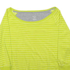 NIKE Womens Yellow & White Striped Plain Jumper Round Neck Basic Knit M