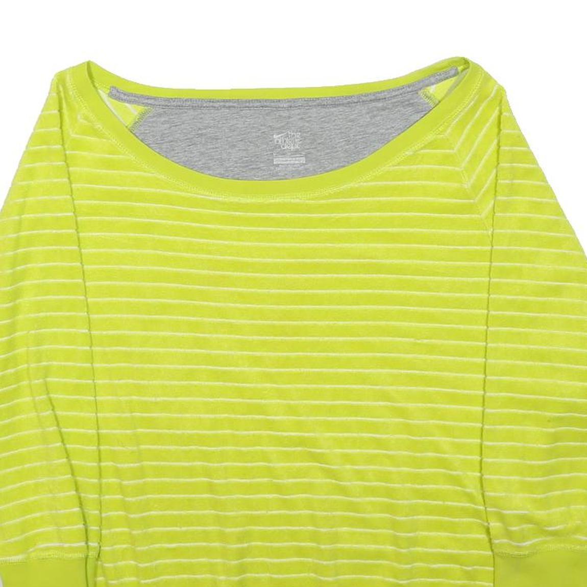 NIKE Womens Yellow & White Striped Plain Jumper Round Neck Basic Knit M